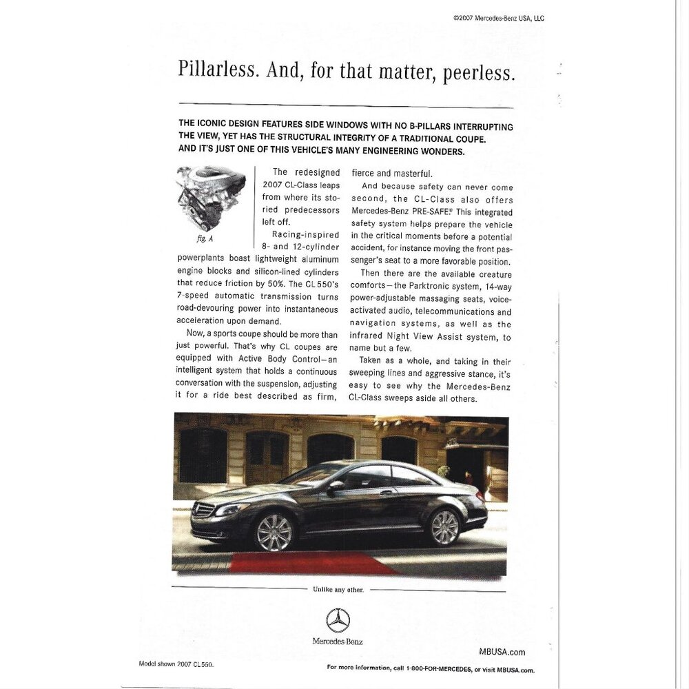2007 CL 550 Mercedes Benz Luxury Automobile Advertisement 2000s Print Ad